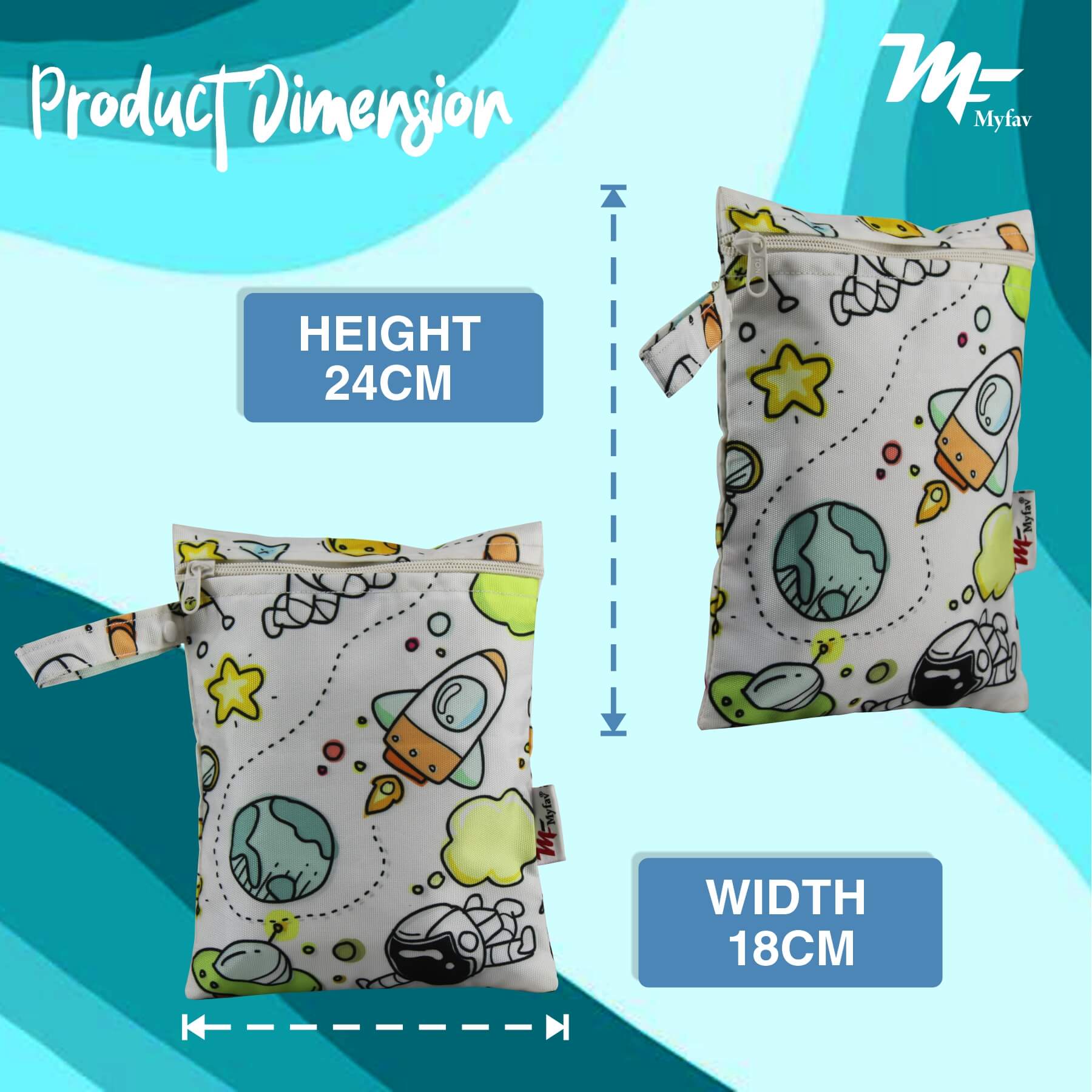 My Fav White Space Print Multiutility Wet Dry Pouch/Diaper Bag/Travel Pouch/Travel Kit