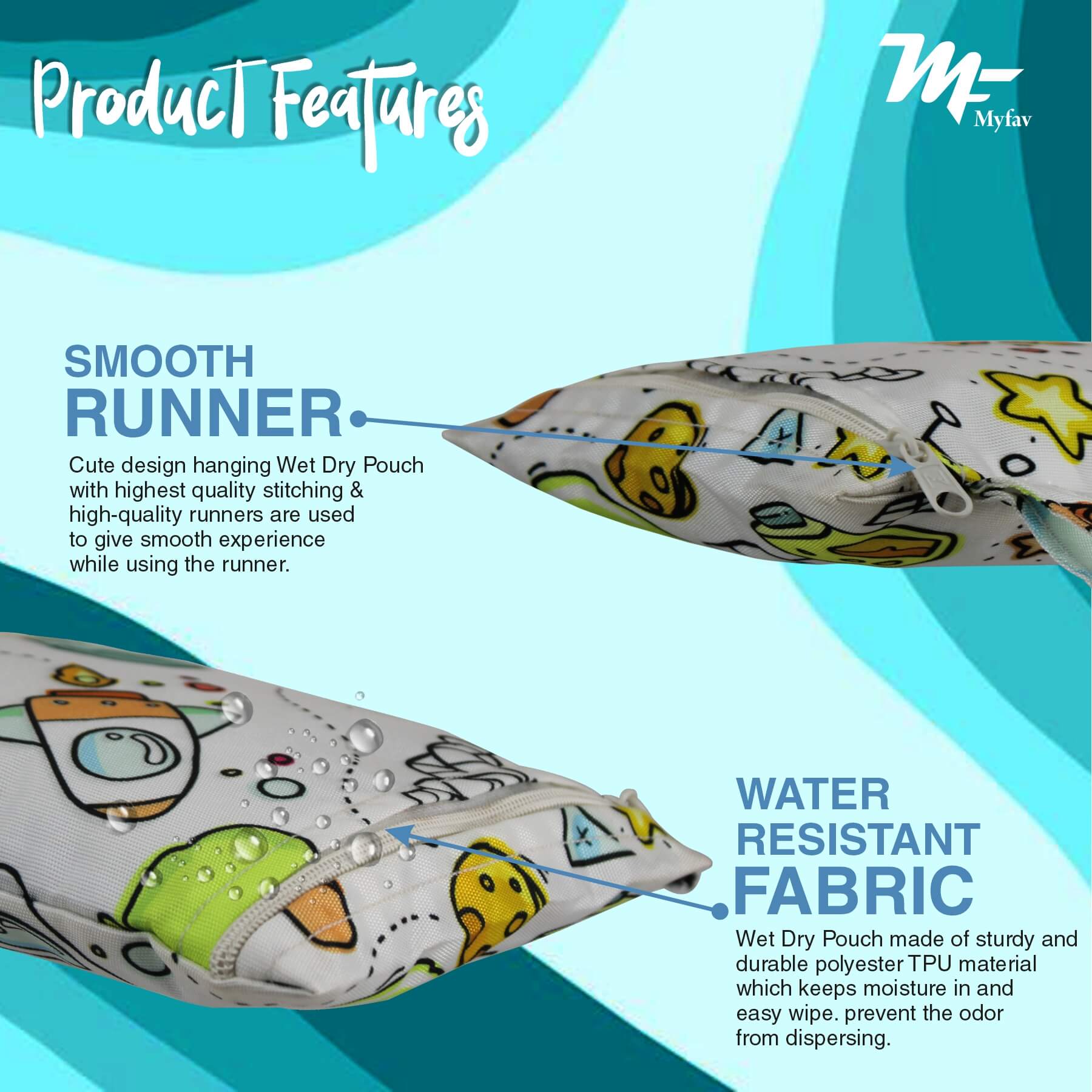 My Fav Spiral Print Multiutility Wet Dry Pouch/Diaper Bag/Travel Pouch/Travel Kit - Pack of 3