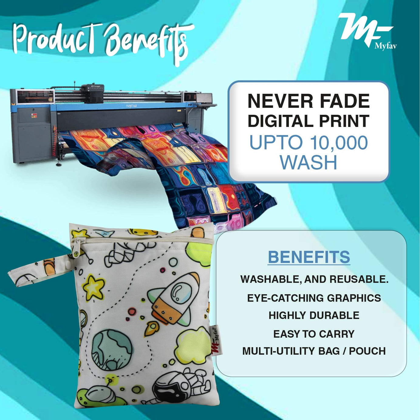 My Fav White Space Print Multiutility Wet Dry Pouch/Diaper Bag/Travel Pouch/Travel Kit