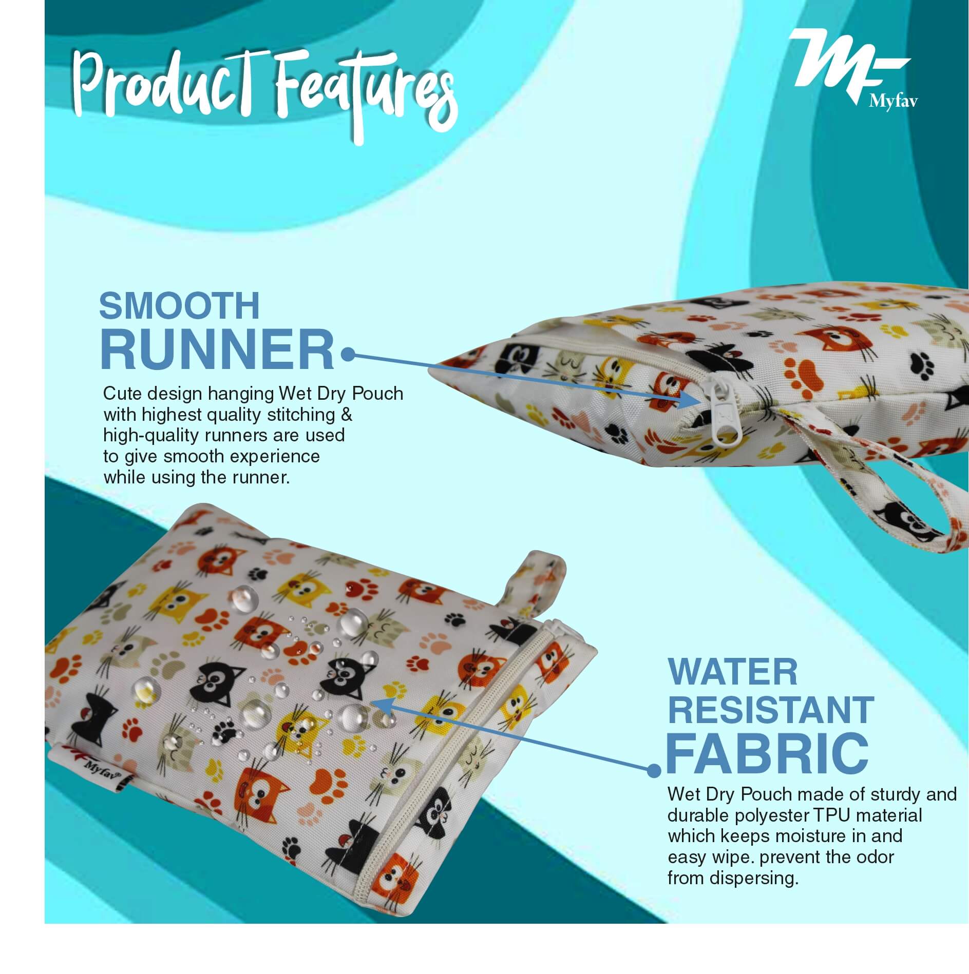 My Fav Multicolor Multiutility Wet Dry Pouch/Diaper Bag/Travel Pouch/Travel Kit - Pack of 6