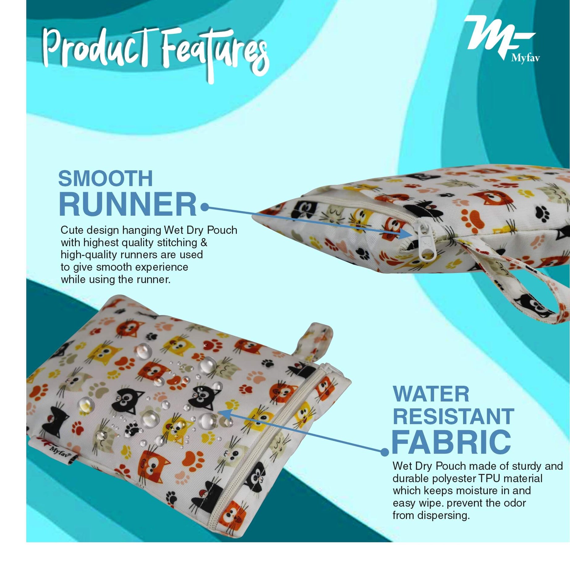 My Fav Digital Printed Multiutility Wet Dry Pouch/Diaper Bag/Travel Pouch/Travel Kit - Pack of 3