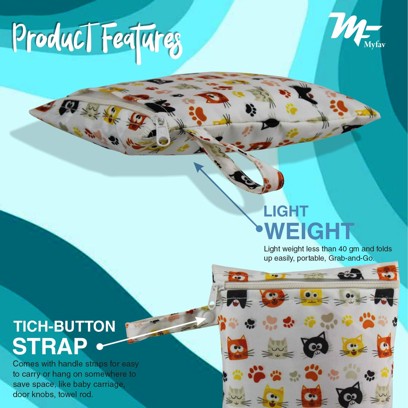 My Fav Spiral Print Multiutility Wet Dry Pouch/Diaper Bag/Travel Pouch/Travel Kit - Pack of 2