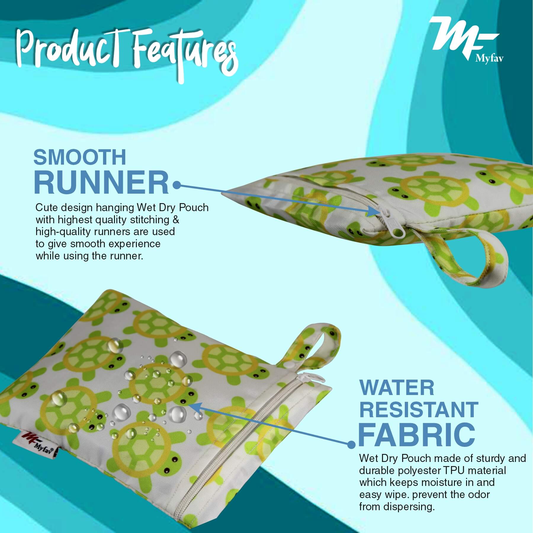 My Fav Spiral Print Multiutility Wet Dry Pouch/Diaper Bag/Travel Pouch/Travel Kit - Pack of 2