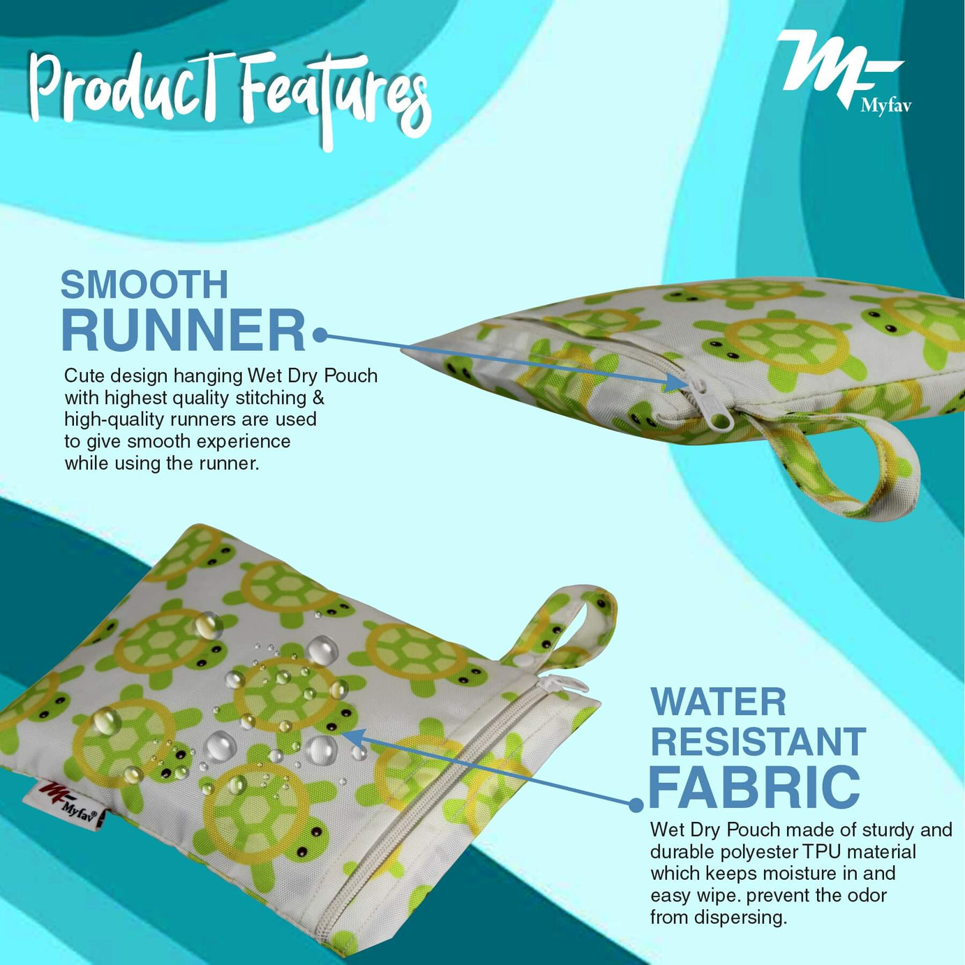 My Fav Spiral Print Multiutility Wet Dry Pouch/Diaper Bag/Travel Pouch/Travel Kit - Pack of 2