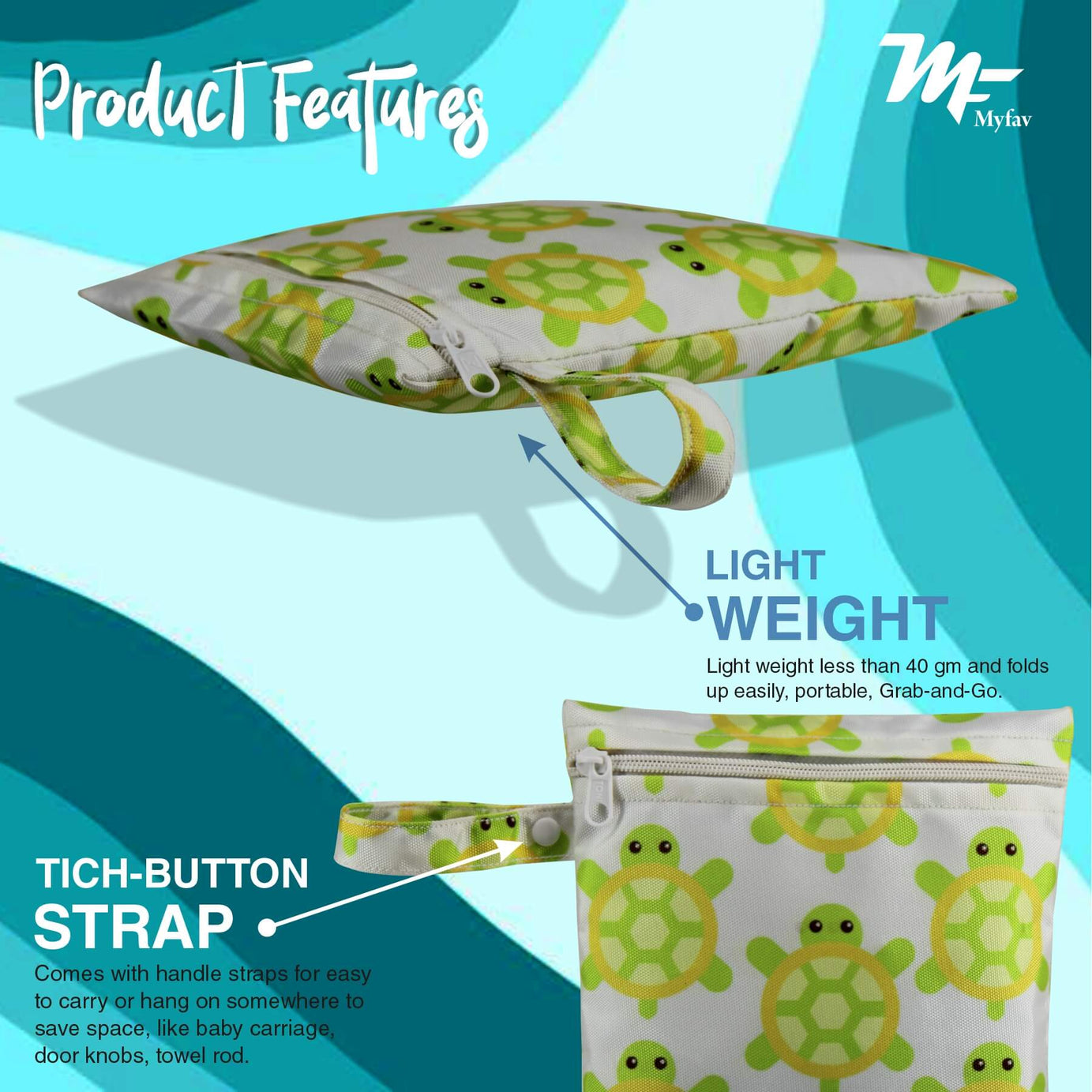 My Fav Digital Printed Multiutility Wet Dry Pouch/Diaper Bag/Travel Pouch/Travel Kit - Pack of 3