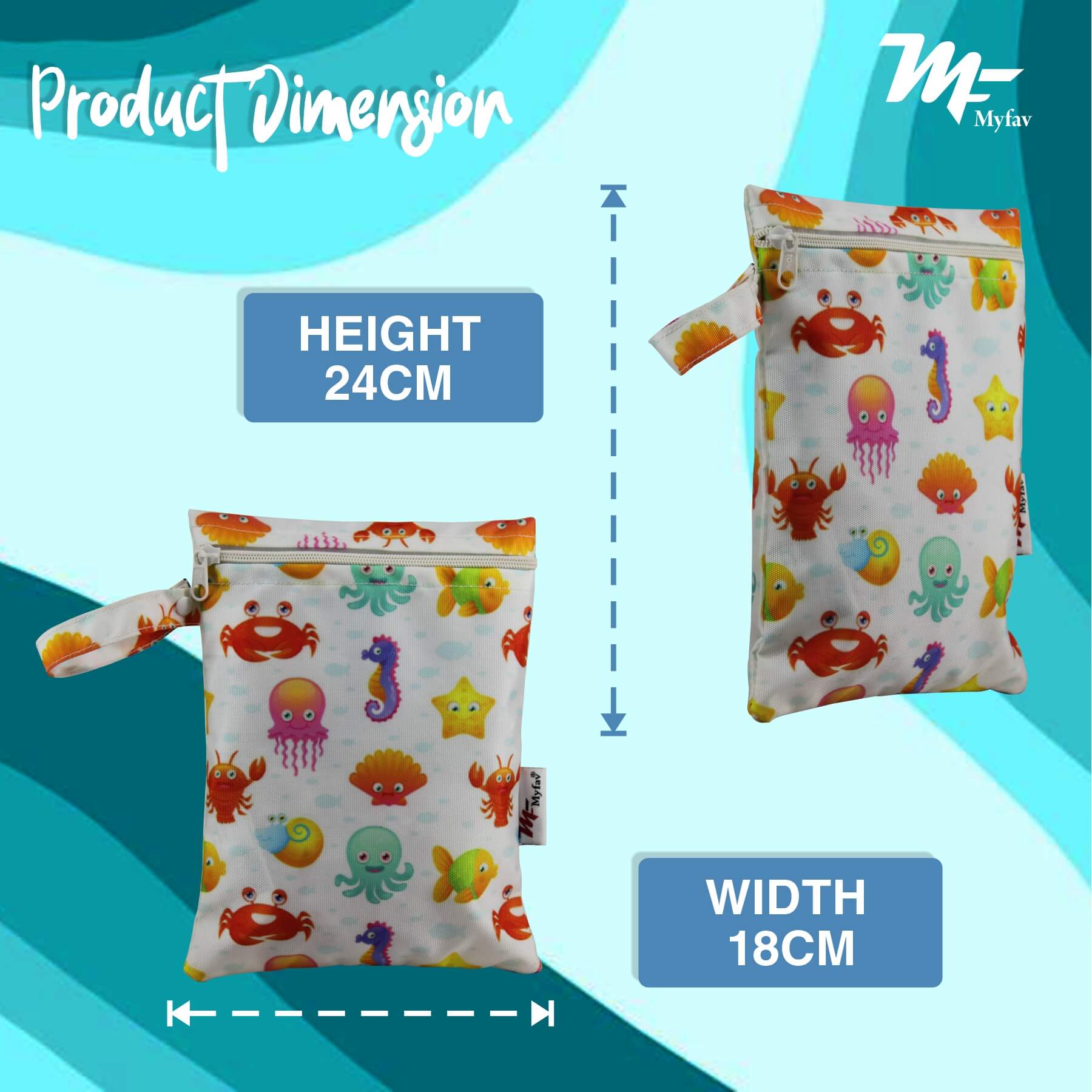 My Fav Spiral Print Multiutility Wet Dry Pouch/Diaper Bag/Travel Pouch/Travel Kit - Pack of 2