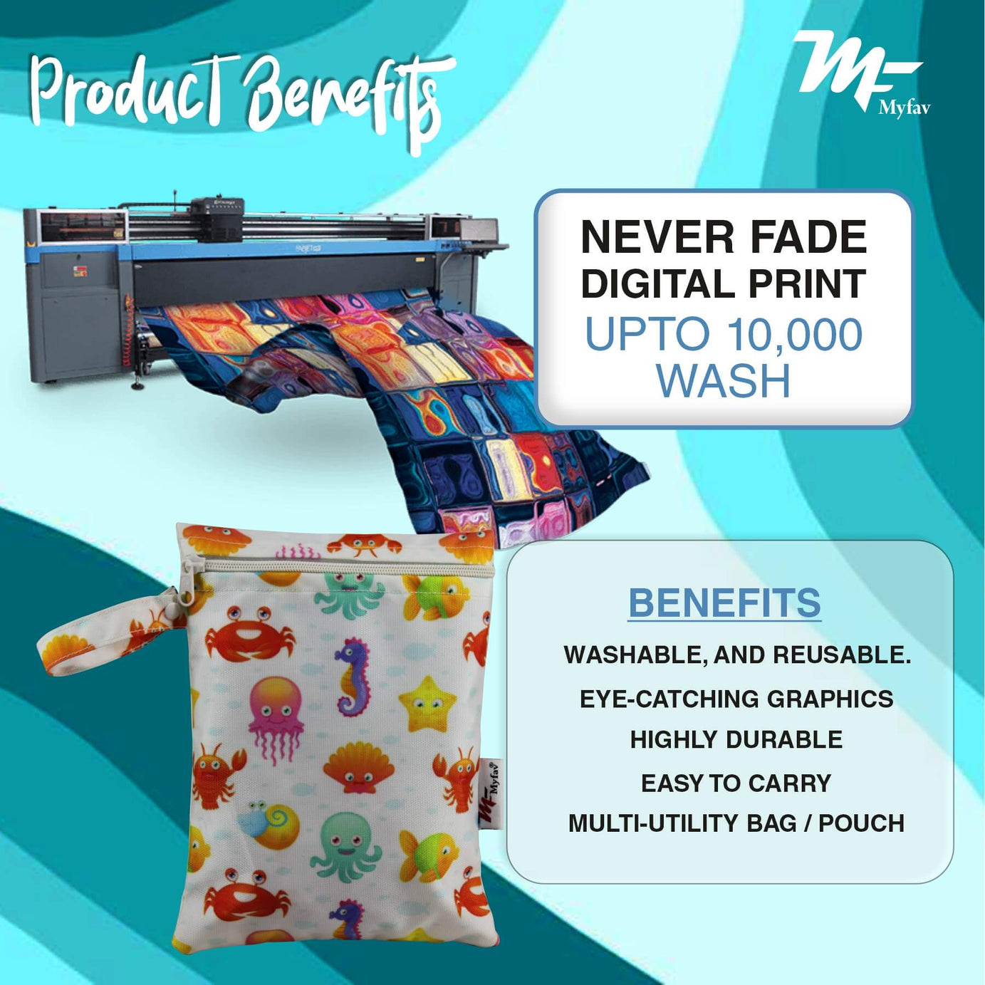 My Fav Water Animals Print Multiutility Wet Dry Pouch/Diaper Bag/Travel Pouch/Travel Kit