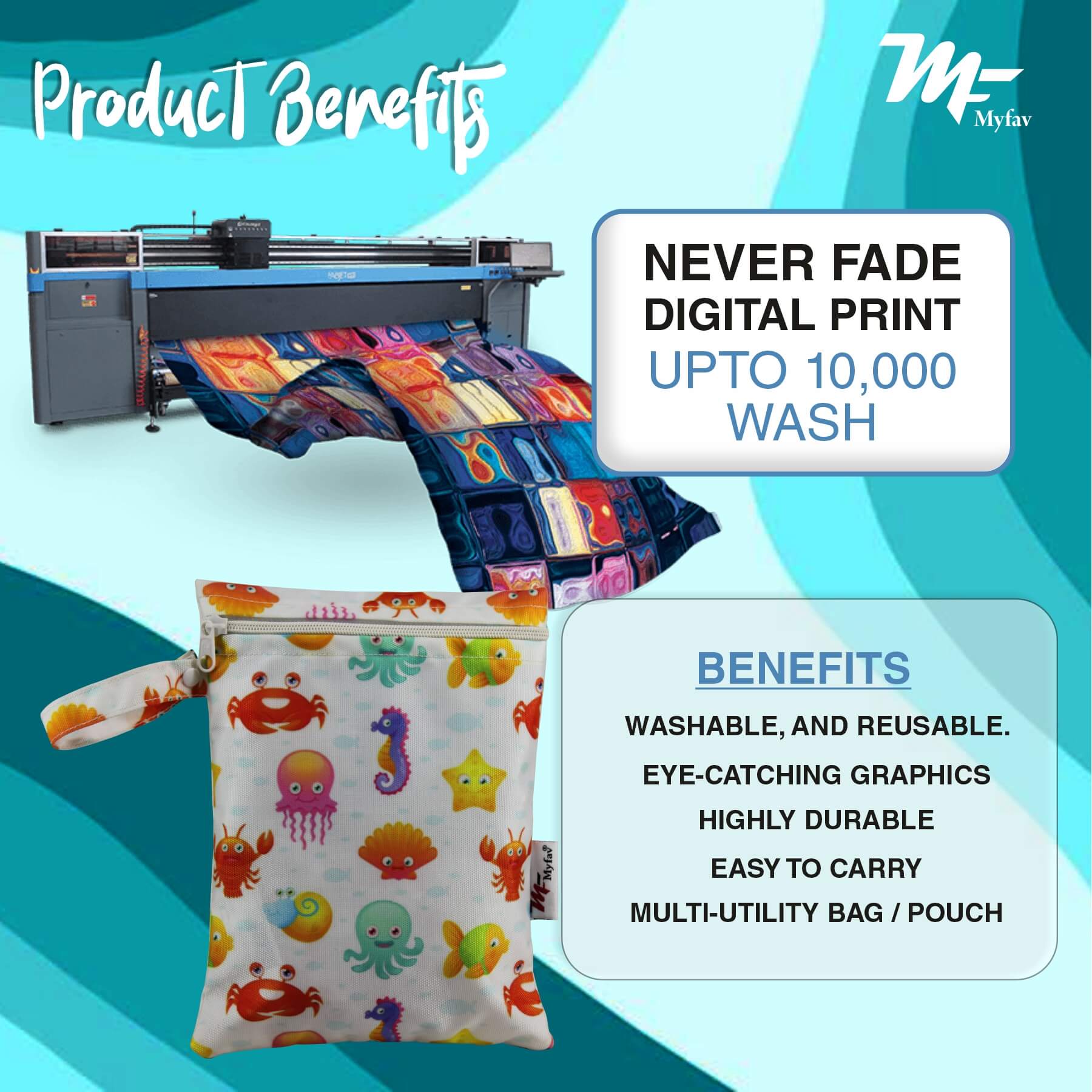 My Fav Water Animals Print Multiutility Wet Dry Pouch/Diaper Bag/Travel Pouch/Travel Kit