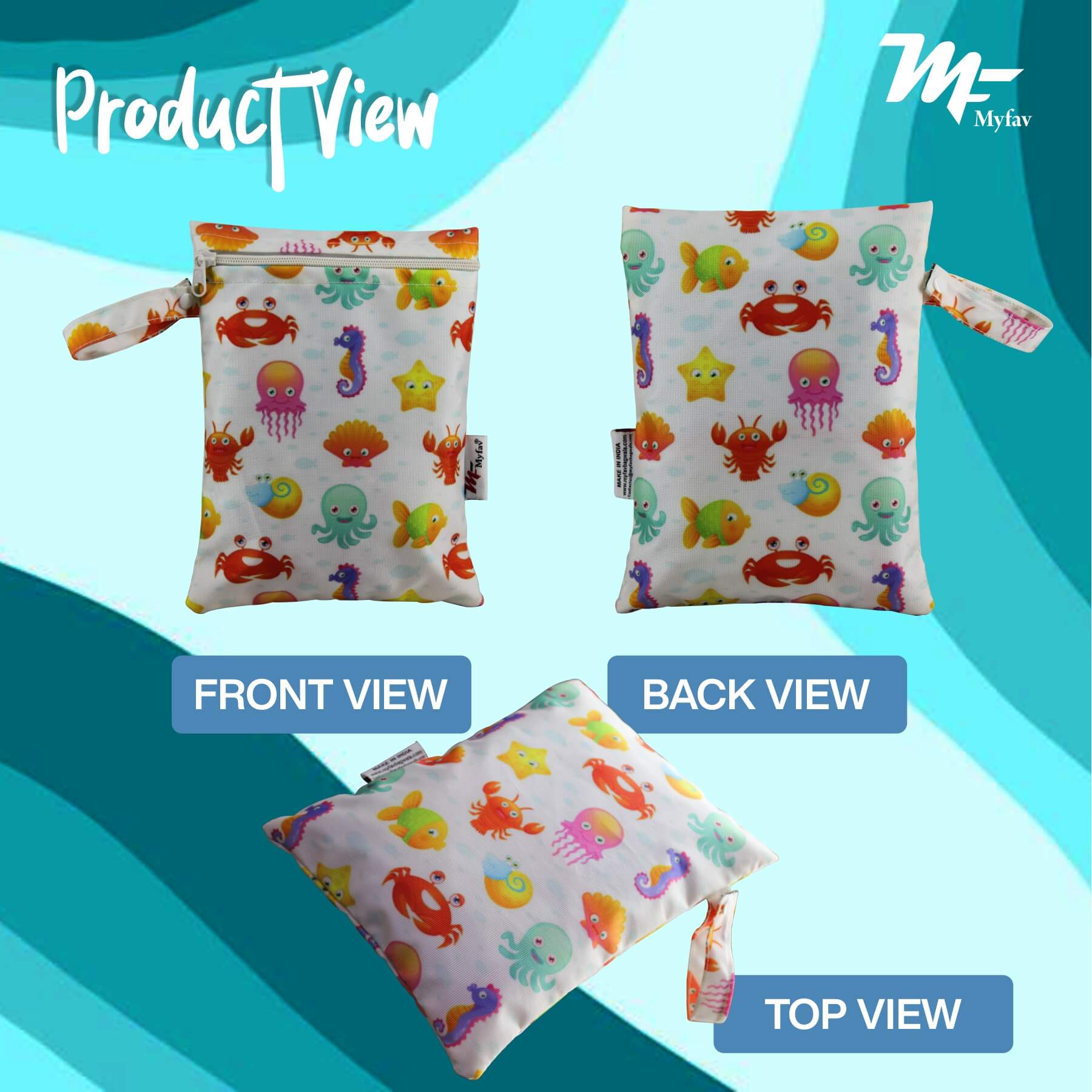 My Fav Water Animals Print Multiutility Wet Dry Pouch/Diaper Bag/Travel Pouch/Travel Kit