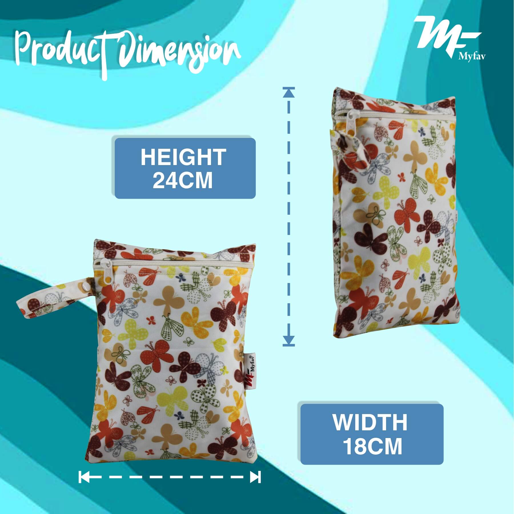 My Fav Spiral Print Multiutility Wet Dry Pouch/Diaper Bag/Travel Pouch/Travel Kit - Pack of 2