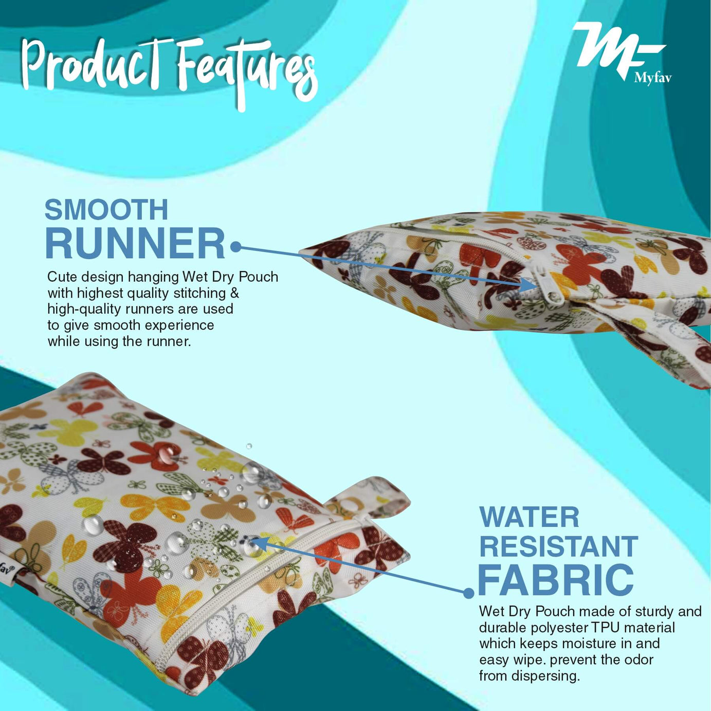 My Fav Multicolor Multiutility Wet Dry Pouch/Diaper Bag/Travel Pouch/Travel Kit - Pack of 6