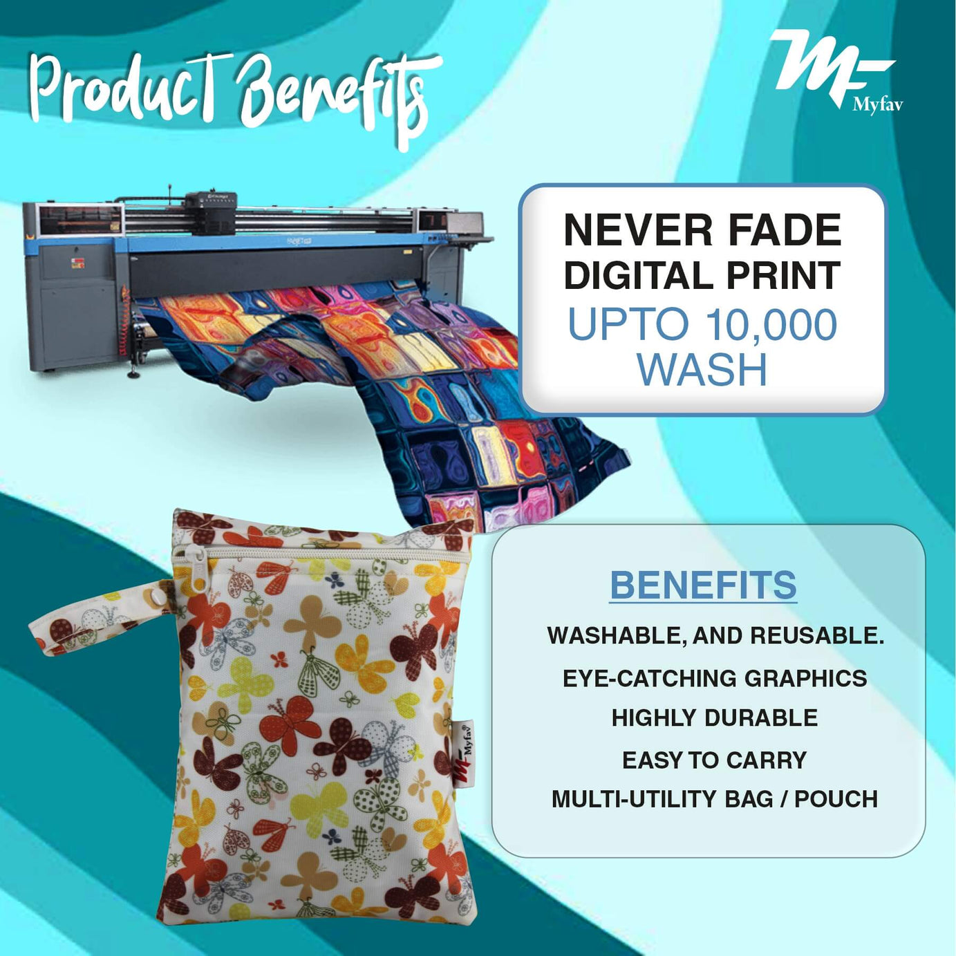 My Fav Butterfly Print Multiutility Wet Dry Pouch/Diaper Bag/Travel Pouch/Travel Kit