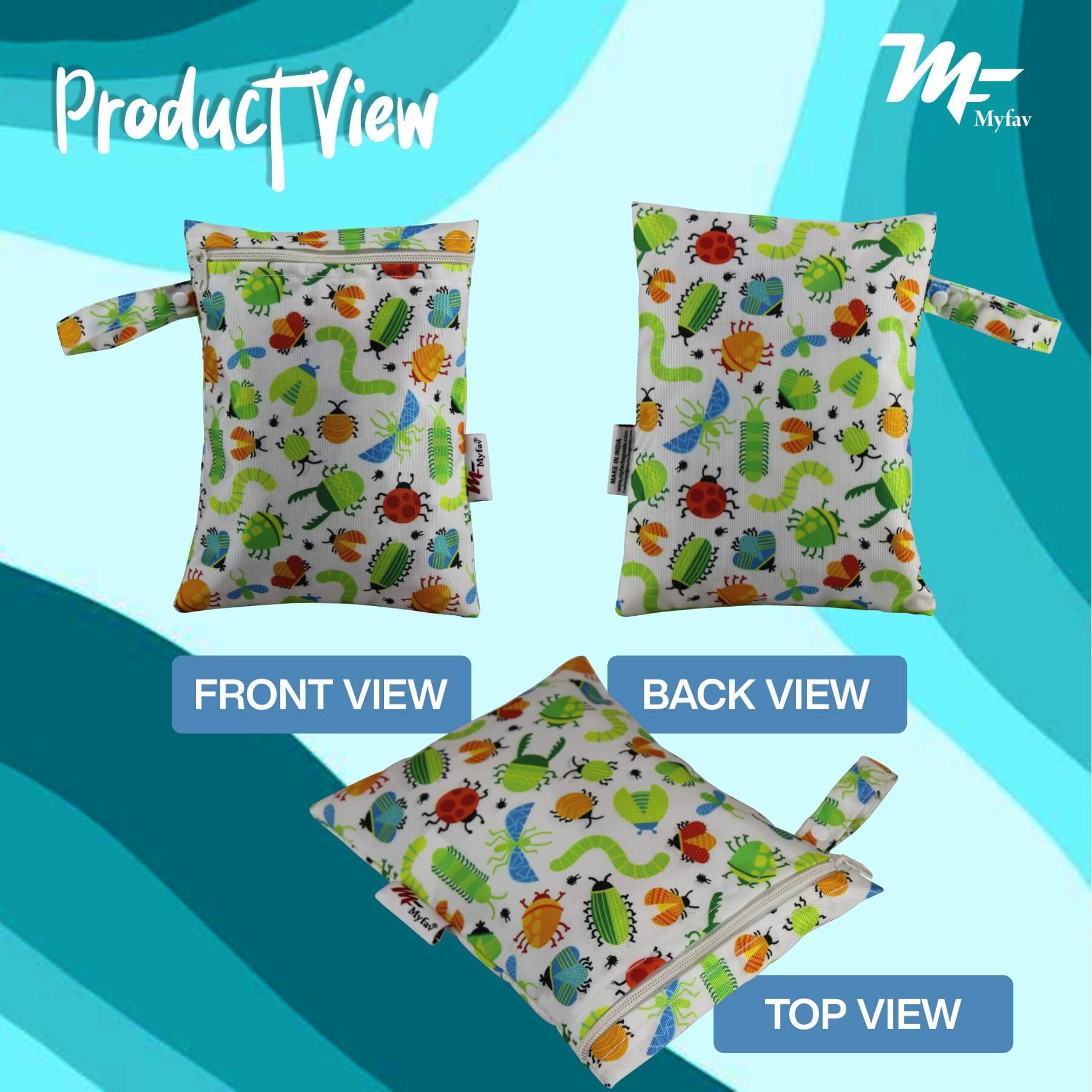 My Fav Insects Print Multiutility Wet Dry Pouch/Diaper Bag/Travel Pouch/Travel Kit