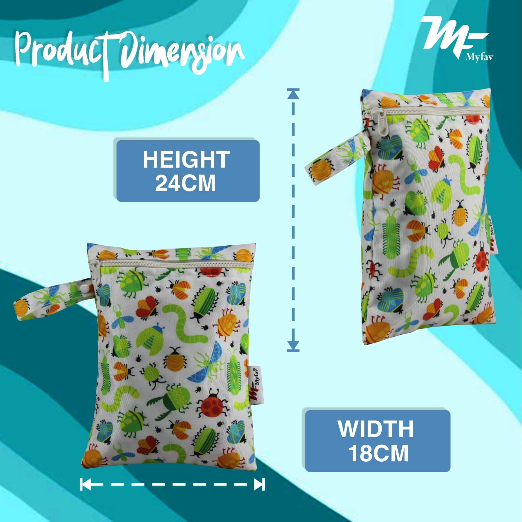 My Fav Insects Print Multiutility Wet Dry Pouch/Diaper Bag/Travel Pouch/Travel Kit