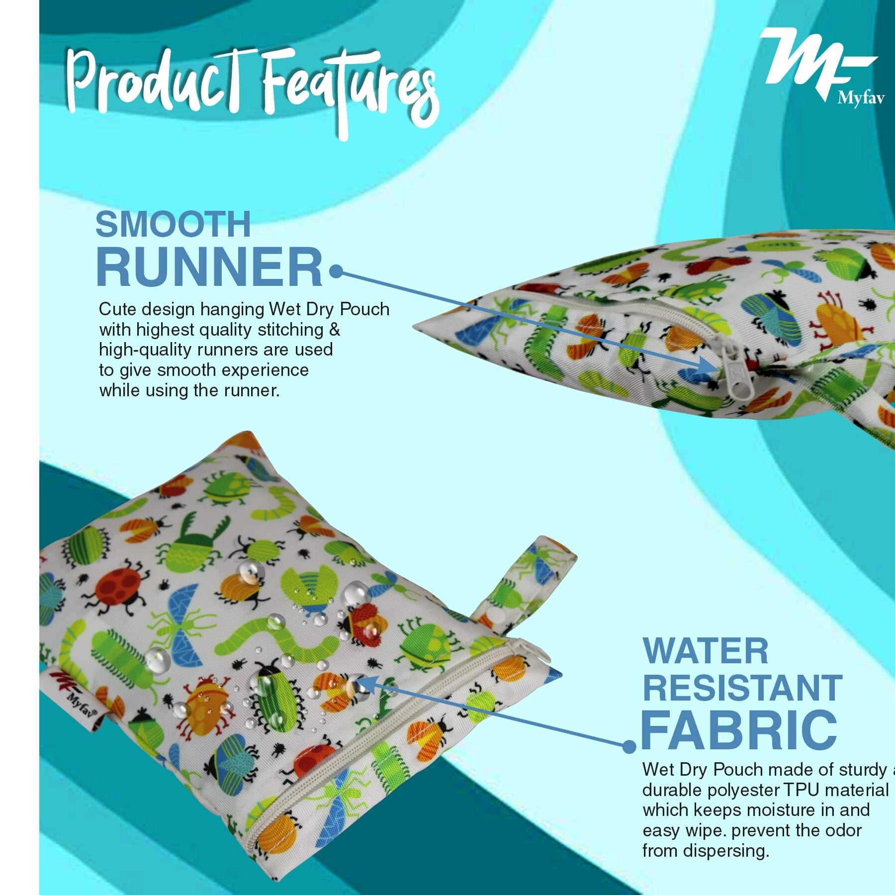 My Fav Insects Print Multiutility Wet Dry Pouch/Diaper Bag/Travel Pouch/Travel Kit