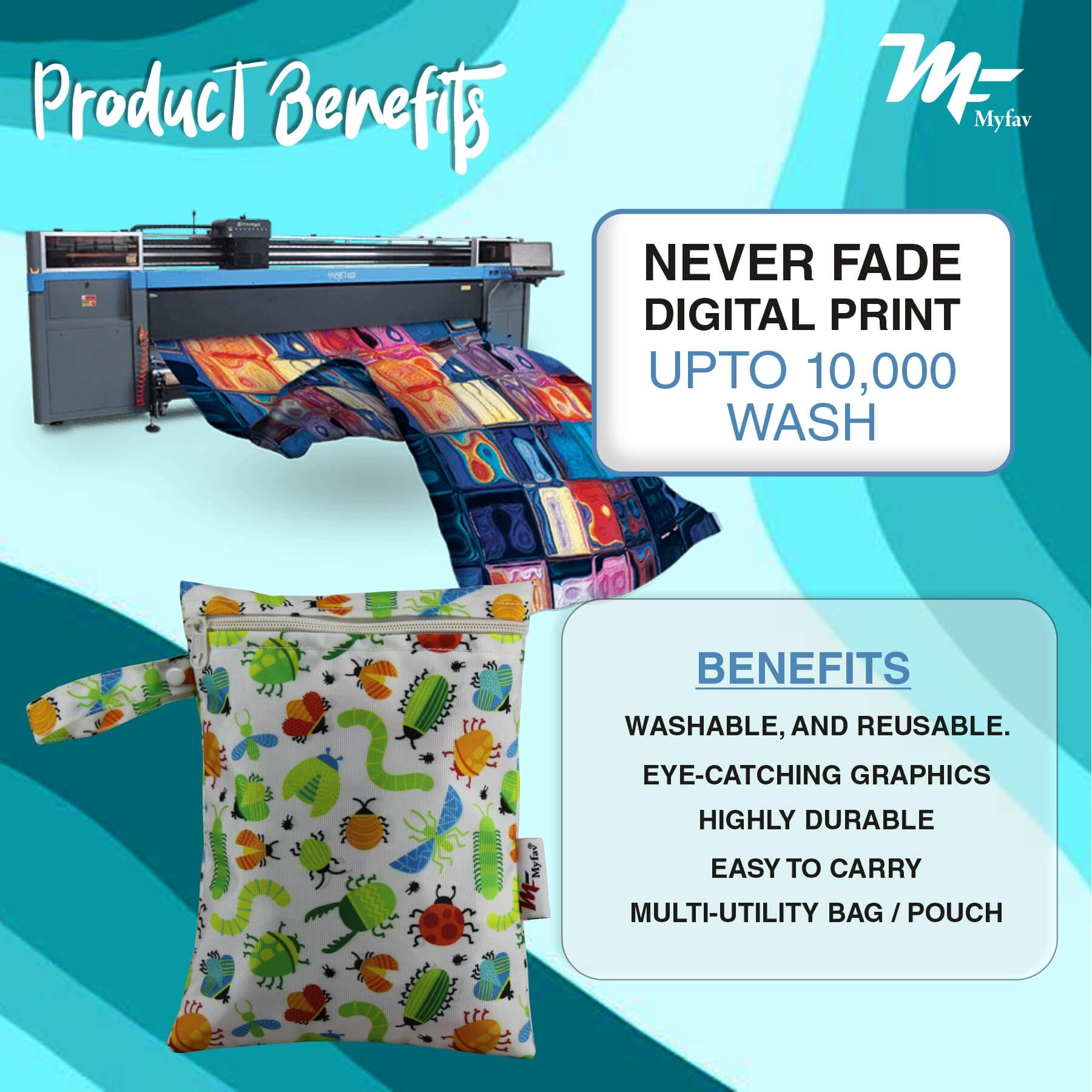 My Fav Spiral Print Multiutility Wet Dry Pouch/Diaper Bag/Travel Pouch/Travel Kit - Pack of 3