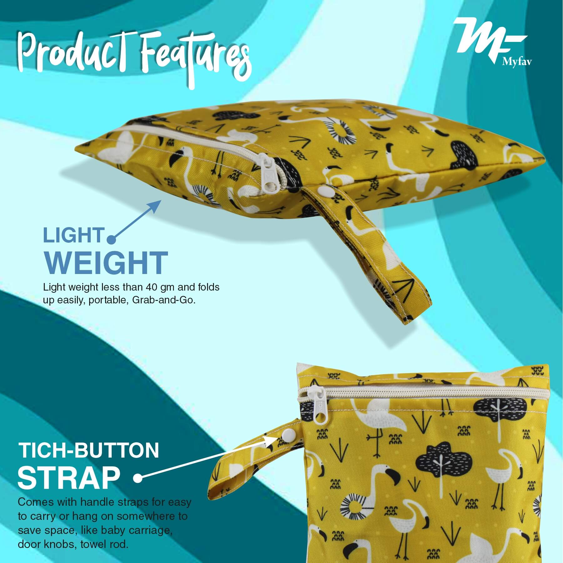 My Fav Duck Print Multiutility Wet Dry Pouch/Diaper Bag/Travel Pouch/Travel Kit