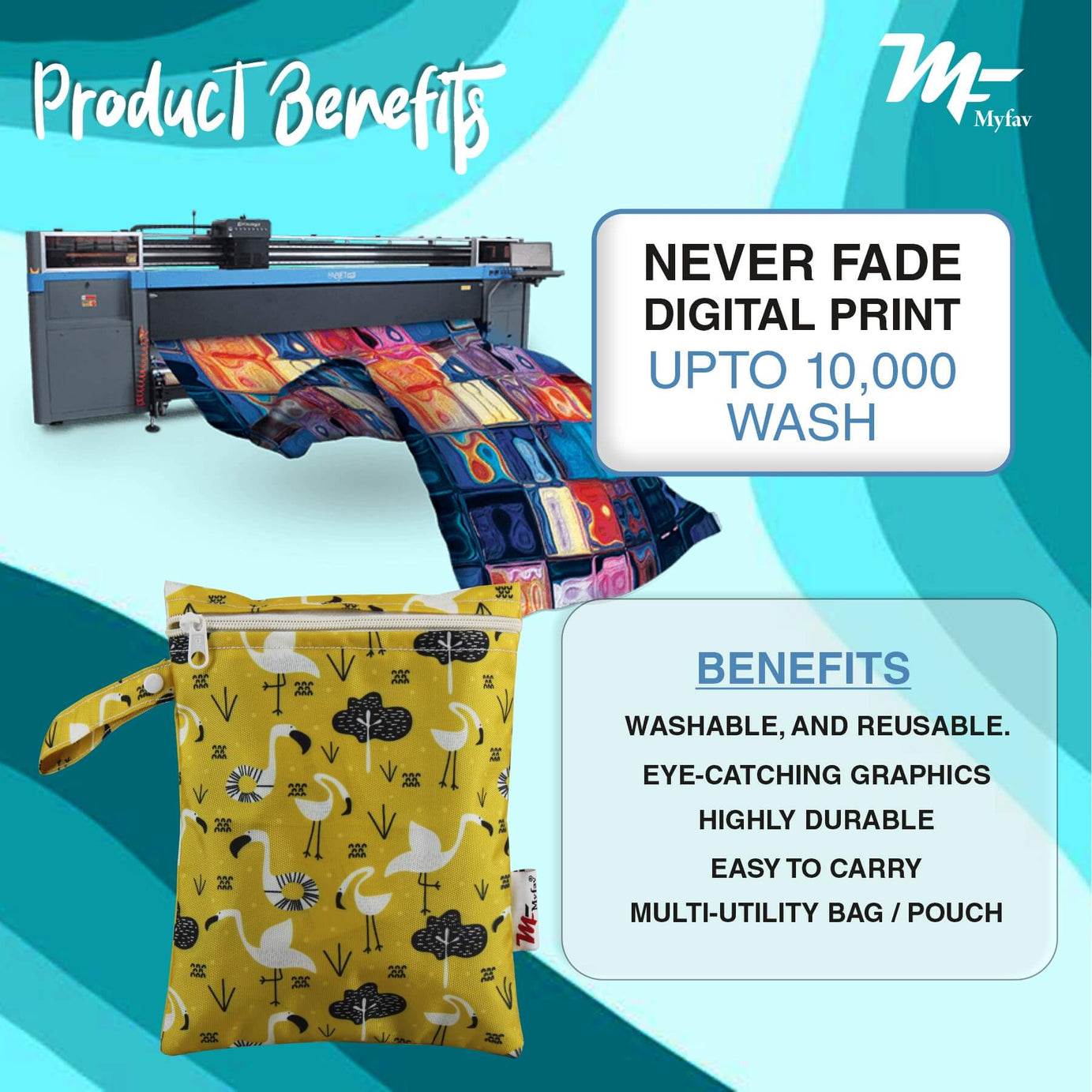 My Fav Digital Printed Multiutility Wet Dry Pouch/Diaper Bag/Travel Pouch/Travel Kit - Pack of 3